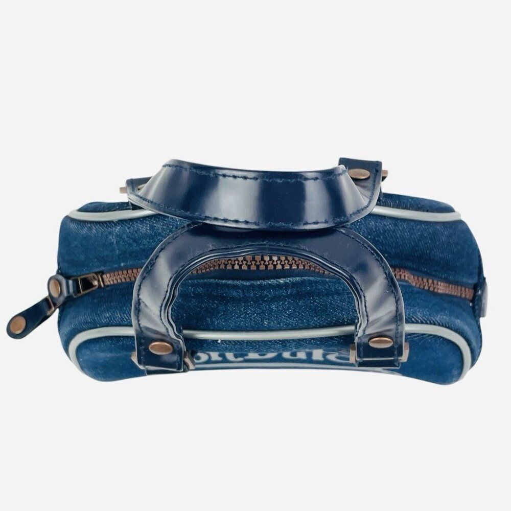 RARE Vintage 2000s Von Dutch Denim Mini Bowling Bag Purse Y2K White Trim Logo - Picture 5 of 13